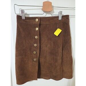 Understated Leather Brown Suede Mini Skirt XS